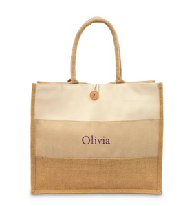 Large Fabric Tote Bag - Burlap Ombre - Create Your Own - Personalized