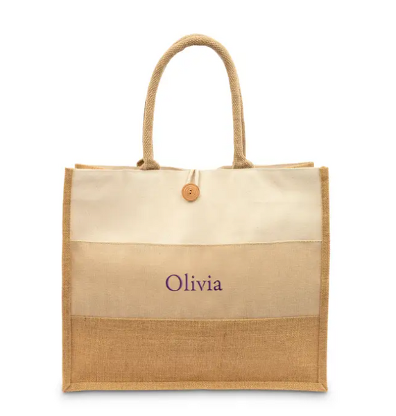 Large Fabric Tote Bag - Burlap Ombre - Create Your Own - Personalized