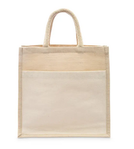 Medium Reusable Woven Jute Tote Bag With Pocket - Create your Own
