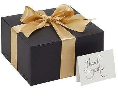 Tuck Top Box - BLACK (includes ribbon, gift tag, & tissue/krinkle fill)