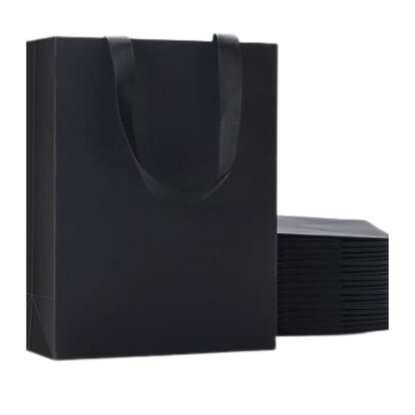 Gift Bag - BLACK (includes ribbon, gift tag, & tissue/krinkle fill)