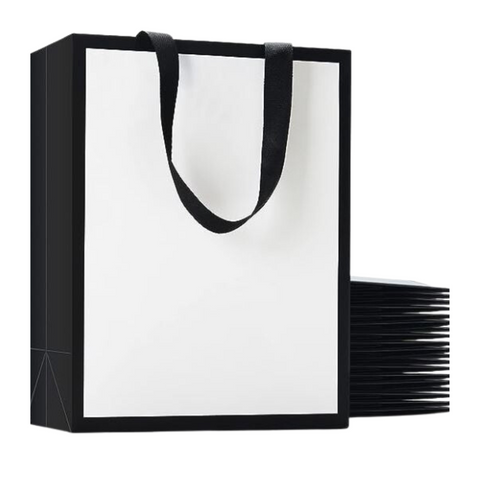 Gift Bag - BLACK and WHITE (includes ribbon, gift tag, & tissue/krinkle fill)